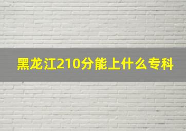 黑龙江210分能上什么专科