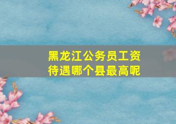 黑龙江公务员工资待遇哪个县最高呢