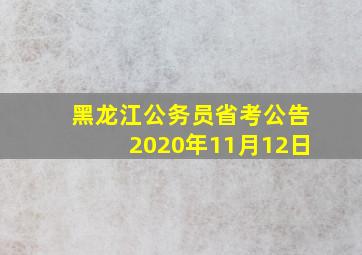 黑龙江公务员省考公告2020年11月12日