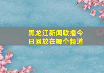 黑龙江新闻联播今日回放在哪个频道