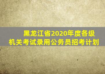 黑龙江省2020年度各级机关考试录用公务员招考计划