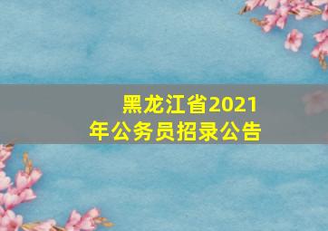 黑龙江省2021年公务员招录公告