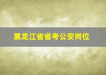 黑龙江省省考公安岗位