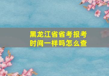 黑龙江省省考报考时间一样吗怎么查