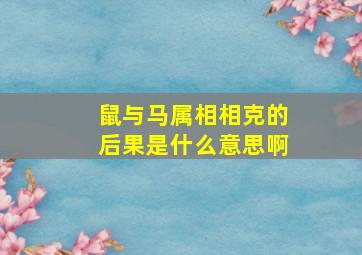 鼠与马属相相克的后果是什么意思啊