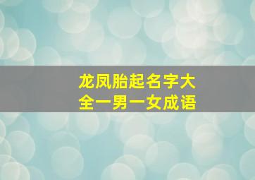 龙凤胎起名字大全一男一女成语