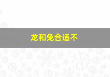 龙和兔合适不