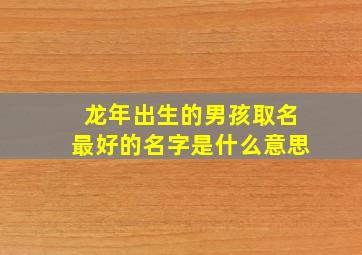 龙年出生的男孩取名最好的名字是什么意思