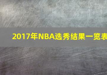 2017年NBA选秀结果一览表