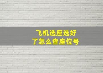 飞机选座选好了怎么查座位号